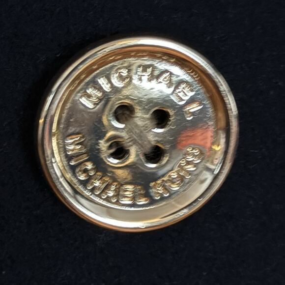 Michael Kors Black Pea Coat Sz XL Double Breasted Wool Blend Gold Buttons Preppy - Picture 7 of 9